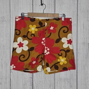 Vintage 60s Cal Surf Swim Trunks, Floral Flower Power Surf Shorts - 32"